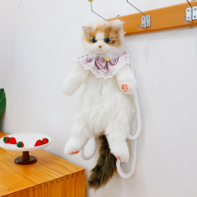 Имитация тряпичной куклы кошки, плюшевая игрушка, милый шарф, плюшевая сумка котенка, подарок для маленькой девочки, кукольный рюкзак 55cm 0.92kg розовый