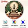 Metal Wall Art Islamic 2D Round Aluminum Sign for Living Room