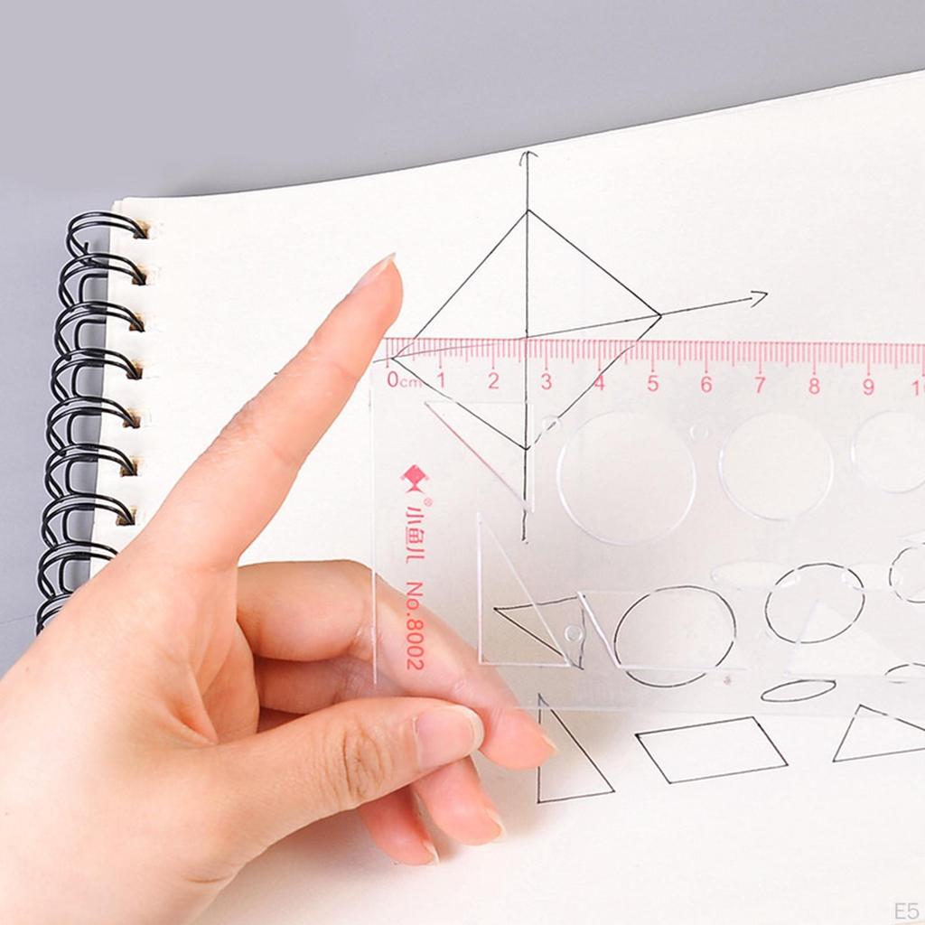 Multi-Function Drawing Ruler Stencil Geometric Plastic Template Rotary Mathematics for Drafting