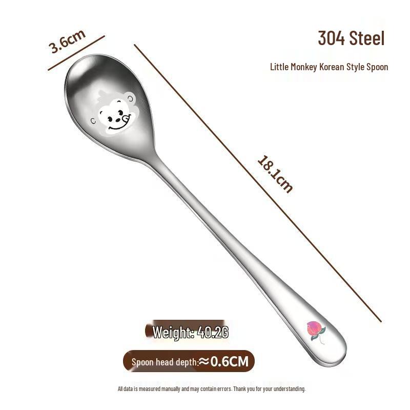 304 Stainless Steel Korean Style Children's Cartoon Soup Spoon - Cute & Colorful