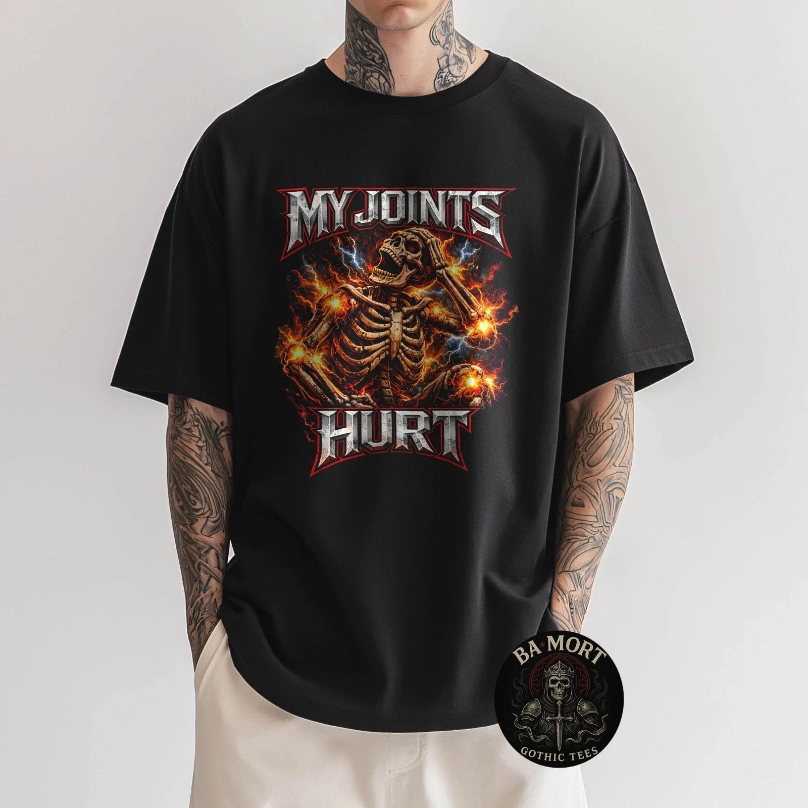 My Joints Hurt Funny Skeleton Flames Ehlers Danlos Syndrome T-Shirt S