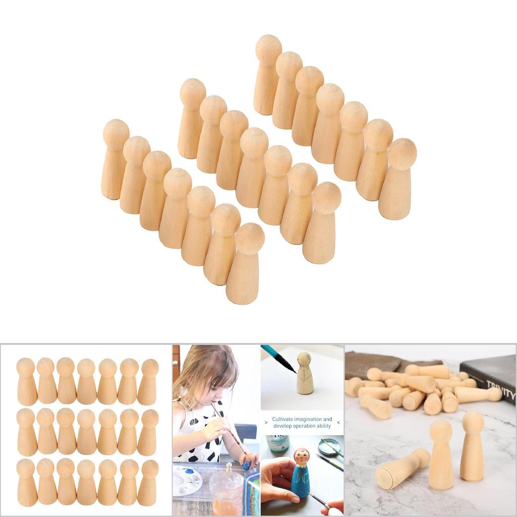 20pcs Wooden Peg Dolls Hand Painting Set DIY Crafts Toy Home Decor Art Gift