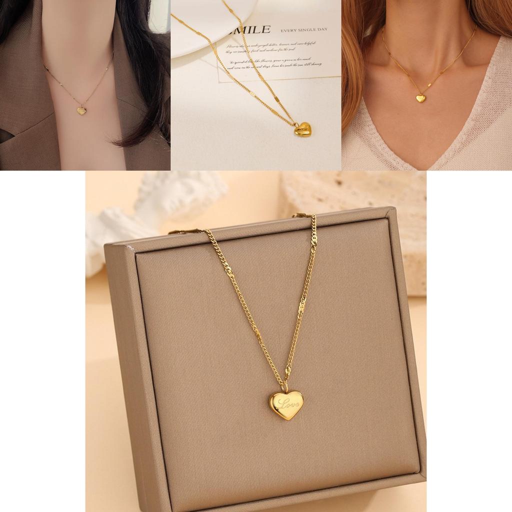 Fashion Titanium Steel Love Heart Pendant Necklace With Alphabet Charms For Women And Men