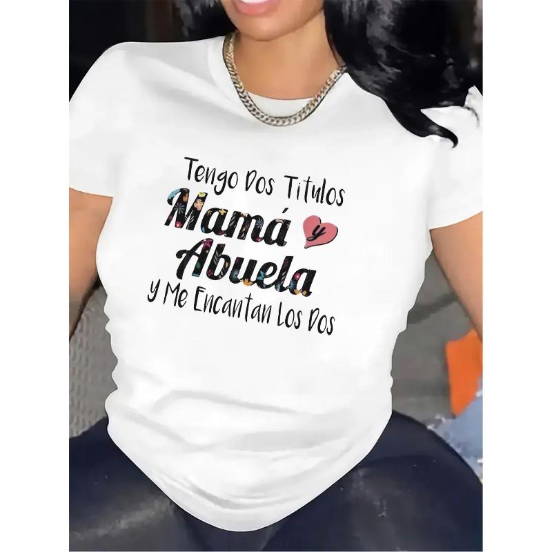 

European Size Women Short Sleeve T Shirt White And Grandma I Love Both Titles Print 100 Percent Top for Mother Day Thanksgiving Christmas Holiday Wear 4XL білий