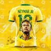 Tricou Fotbal Neymar Echipa Braziliei Kit Meci & Antrenament Sporturi de Vară Tricou Bărbați Îmbrăcăminte Copii Tee