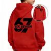 Sweat à capuche tendance pour enfants, Sweatshirt graphique avec numéro SIX SEVEN 67 au dos, Haut à manches longues Automne Hiver pour enfants, Tenue décontractée quotidienne