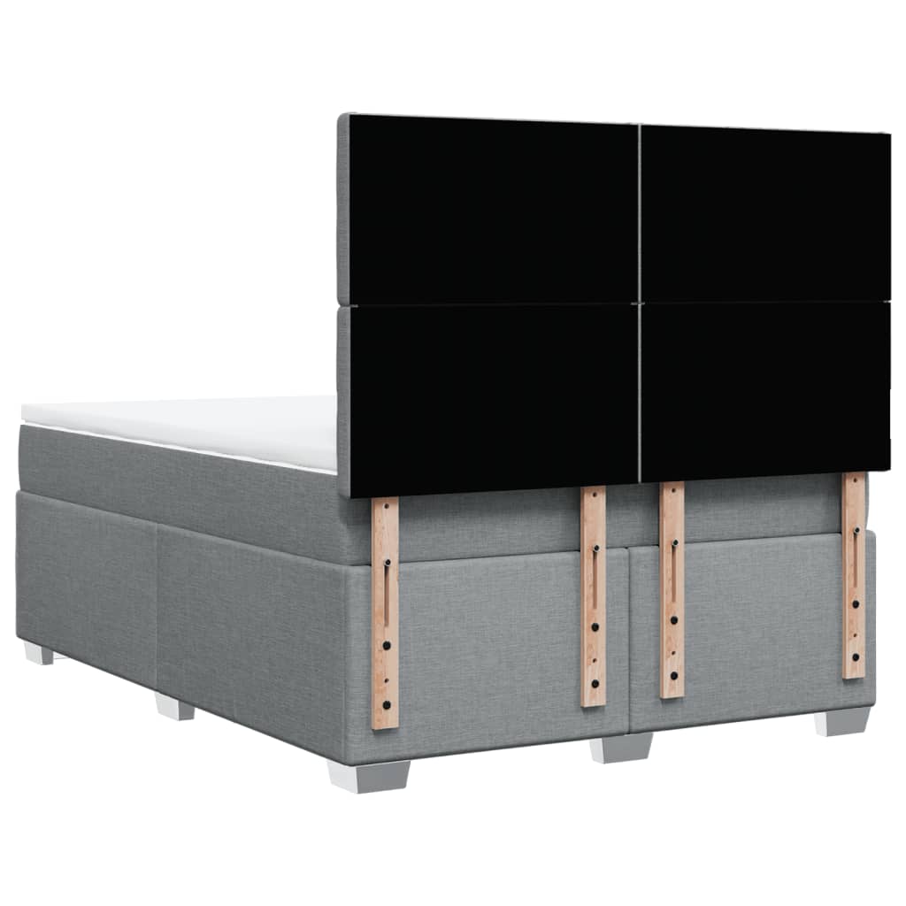 Box Spring Bed with Mattress Light Grey 140 x 190 cm Fabric