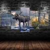 Big Moose Lake Forest 5 Piece Five Panel Wall Canvas Print Modern Art Poster Picture Home Decor Gift For Him For Her