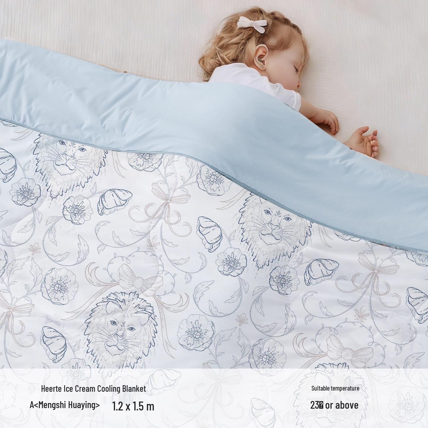 Silk Cotton Baby Summer Quilt - Newborn Ice Cream Design, Cooling Air Conditioning Quilt for Kindergarten 120x150