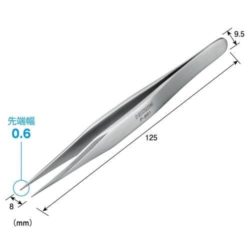 HOZAN Tweezers, 125mm Long, 8mm Opening, 0.6mm Tip, Straight, P-891