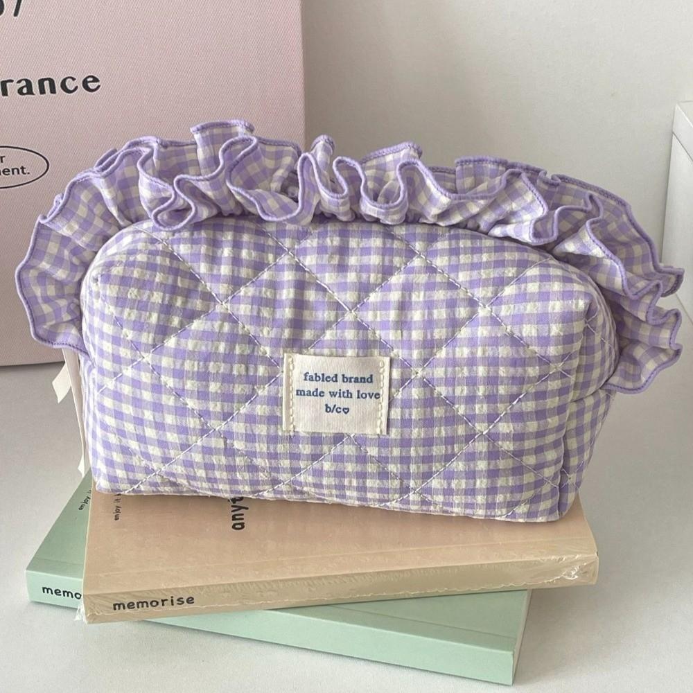 High Quality Sweet Ruffle Makeup Bag Portable Multifunctional Cosmetic Bag Large Capacity with Zipper Toiletry Organizer Travel