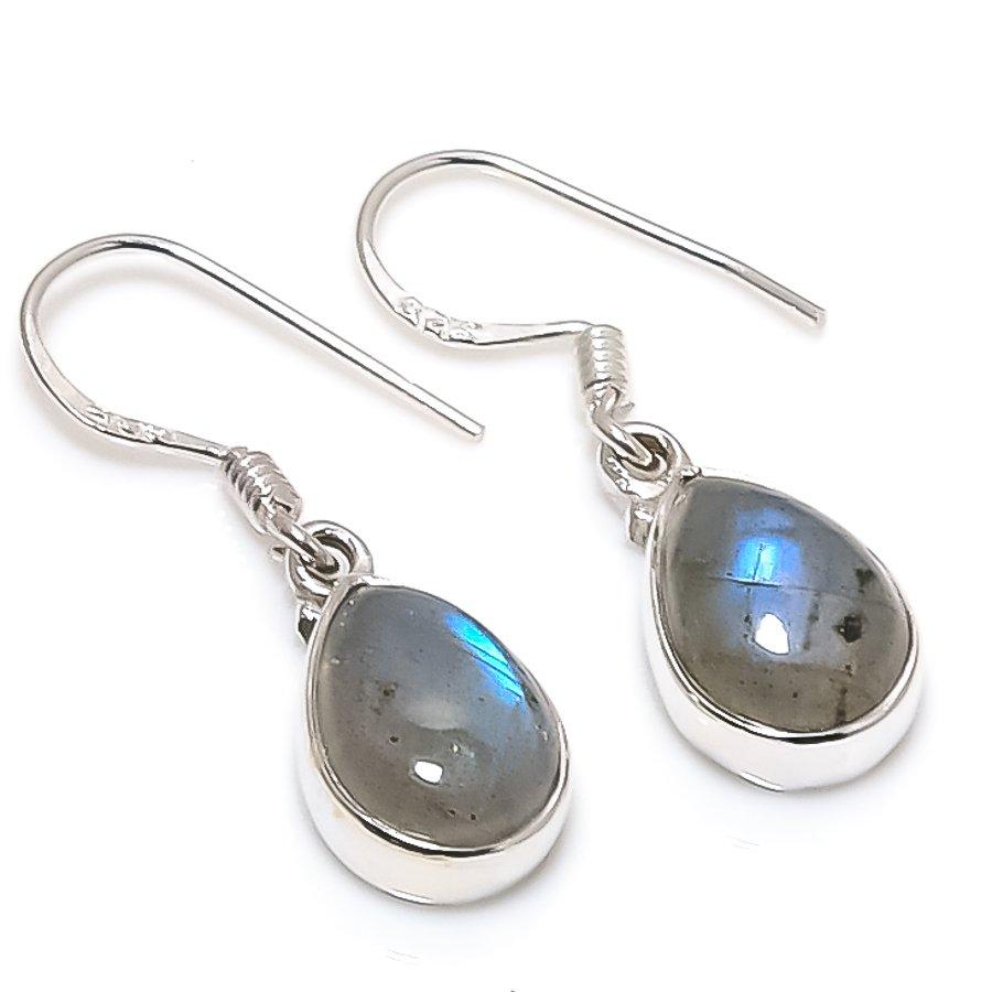 

Natural Labradorite Gemstone 925 Solid Sterling Silver Gift Earring 1.25 w2w97