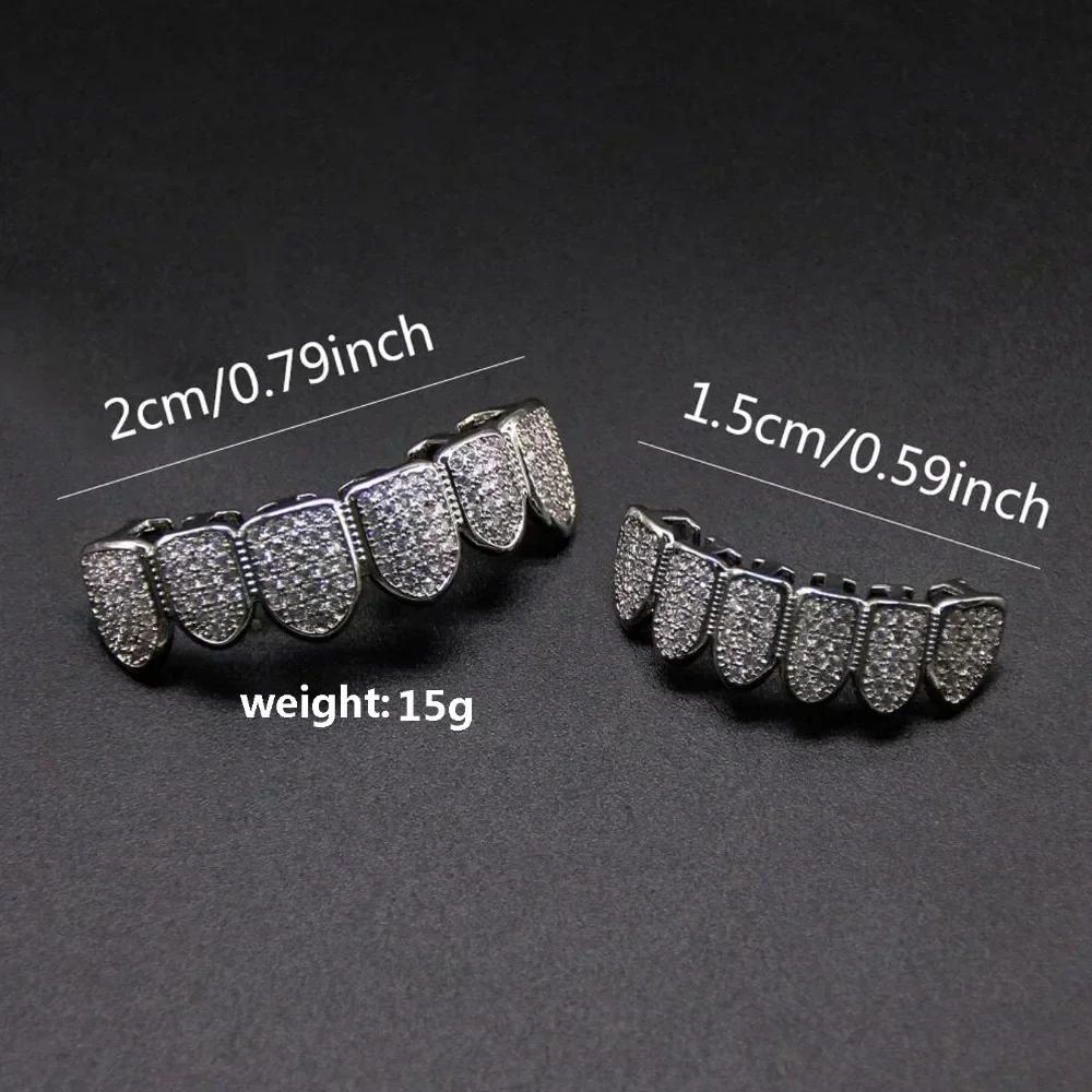 Teeth Grillz Set for Unisex Top Bottom Mouth Silver Teeth Grills Tooth Cap Removable Dental Body Jewelry