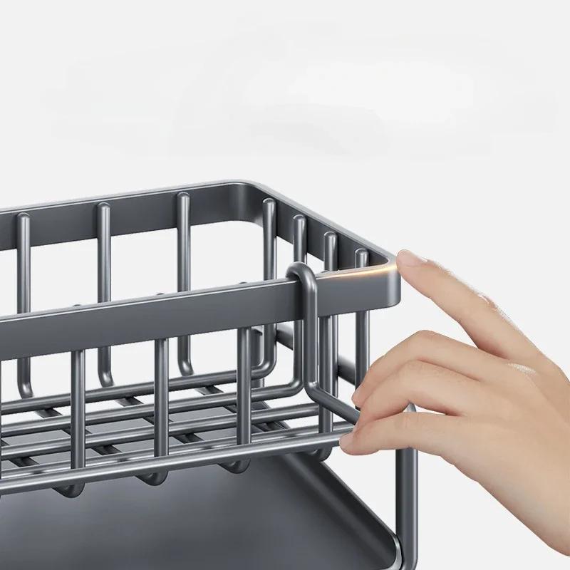 Kitchen Sink Drain Rack Sponge Storage Faucet Holder Soap Space Aluminum Drainer Shelf Basket Organizer Bathroom Accessories
