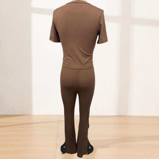 Women's 2 Piece Lounge Sets Short Sleeve Crop Top And High Waist Wide Leg Pants Matching Tracksuit Summer Casual Workout Outfits