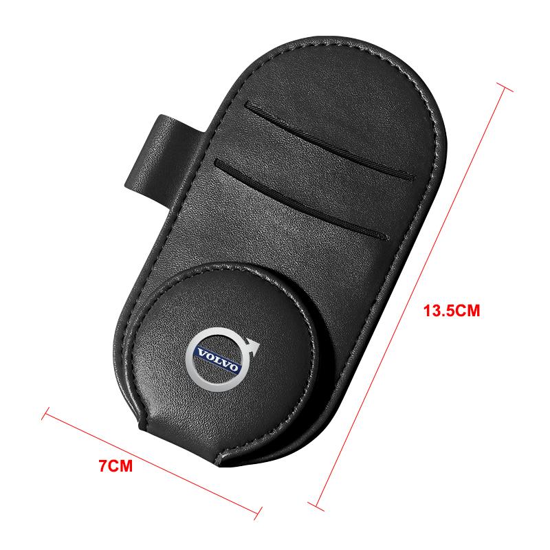 Leather Car Glasses Clip Sun Visor Multi-function Sunglasses Clip Car Styling For Volvo 240 C70 S40 S50 S60 S70 S80 S90 V40 V50 V60 V90 XC60 XC90