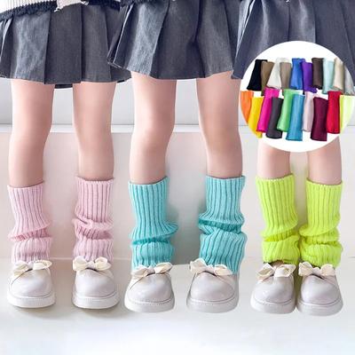 19 Stil Bonbonfarbe Koreanisch Süß Kinder Stulpen Gestrickte Fußbedeckung Kinder Mädchen Einfarbig Herbst Winter Elastische Röhrensocken