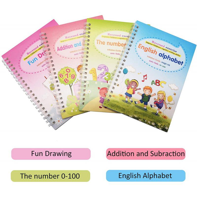 Global English Calligraphy Practice Set: Preschool Pen Control & Magic Writing Stickers for Kids