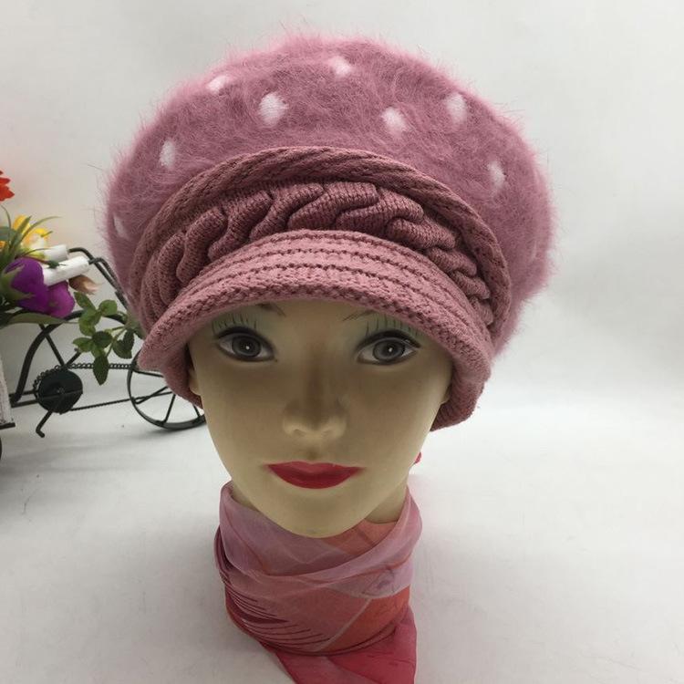Winter women's knitted hat with thick ear protection duck tongue cotton hat for elderly mothers