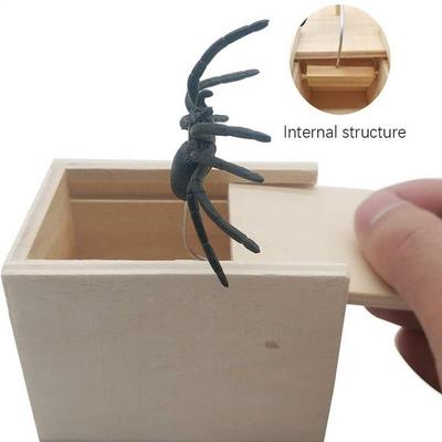 Trick Spider Funny Scare Box Wooden Hiddens Box Quality Prank Wooden Scare Box Fun Game Prank Trick Friend Office Toys