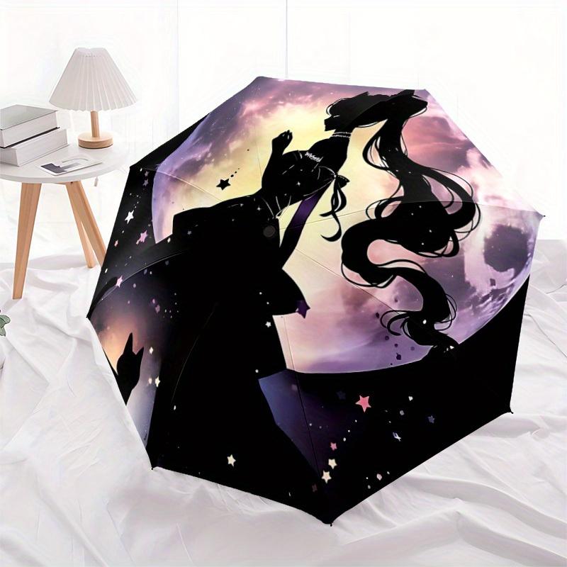 Ombrello Automatico Sailormoon - Pieghevole con 8 Stecche in Ferro, Portatile per Esterno, Regalo, Ombrello da Esterno, Accessorio Giocoso, Alta Qualità Resistente