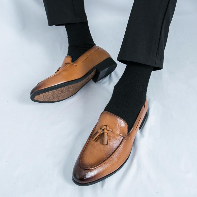 Fashion Men Business Tassel Shoes Men Shoes with Casual Comfortable  Fashionable Pointed Loafers British Banquet Men's Shoes Sizes 38-46