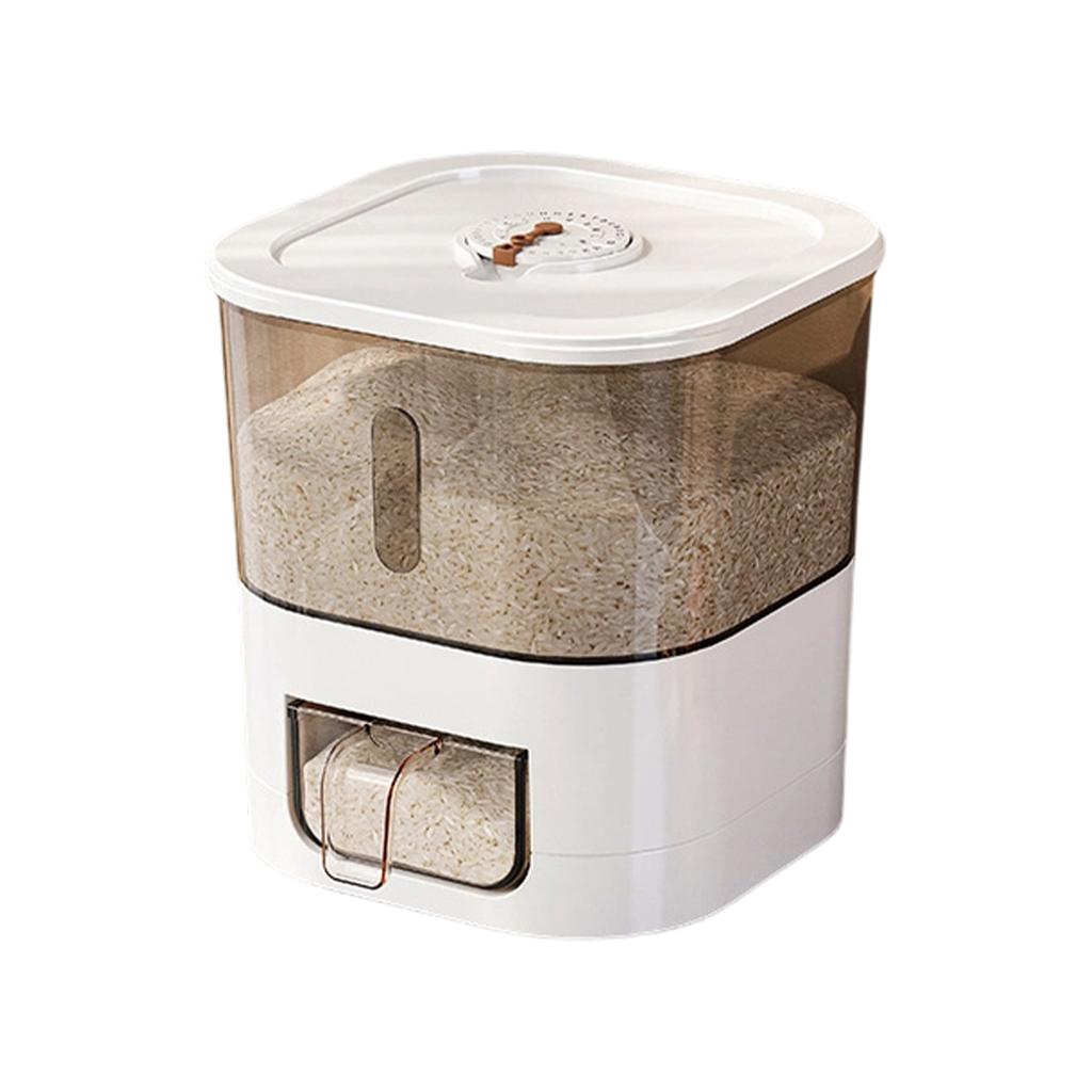 Grain Storage Container with Measuring Cup Dispenser Airtight Food Storage Bin for Rice Beans Cereal and Dry Goods Kitchen Organizer