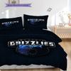 Memphis Grizzlies Blau Geist Stärke Dreiteiliges Set(1 Bettbezug + 2 Kissenbezüge, ohne Füllung)Weihnachts-Geburtstagsgeschenk Bettwäsche-Set