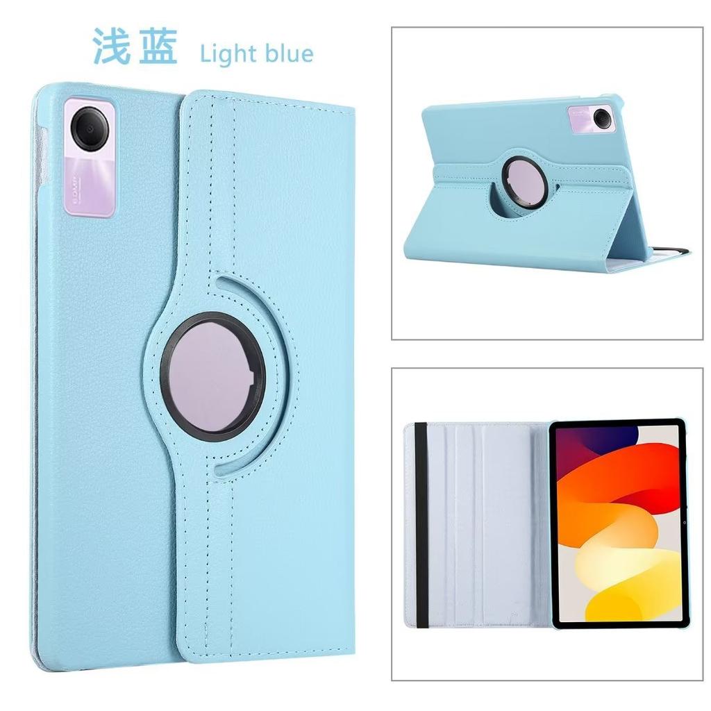 Applicable To Redmi Pad SE 11 Inch Flat Leather Case Pad2 Solid Color All-inclusive Rotating Lychee Pattern Bracket Anti-drop Shell