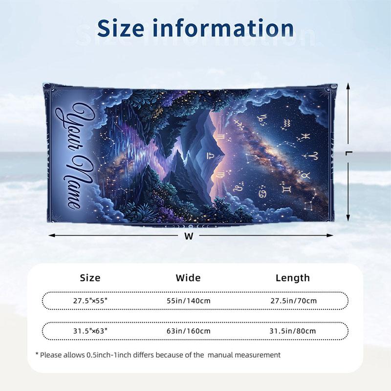 Starry Night Journey Theme Quick Dry Beach Towel Custom Name Text Print Large Sand Resistant Towel Beach Vacation
