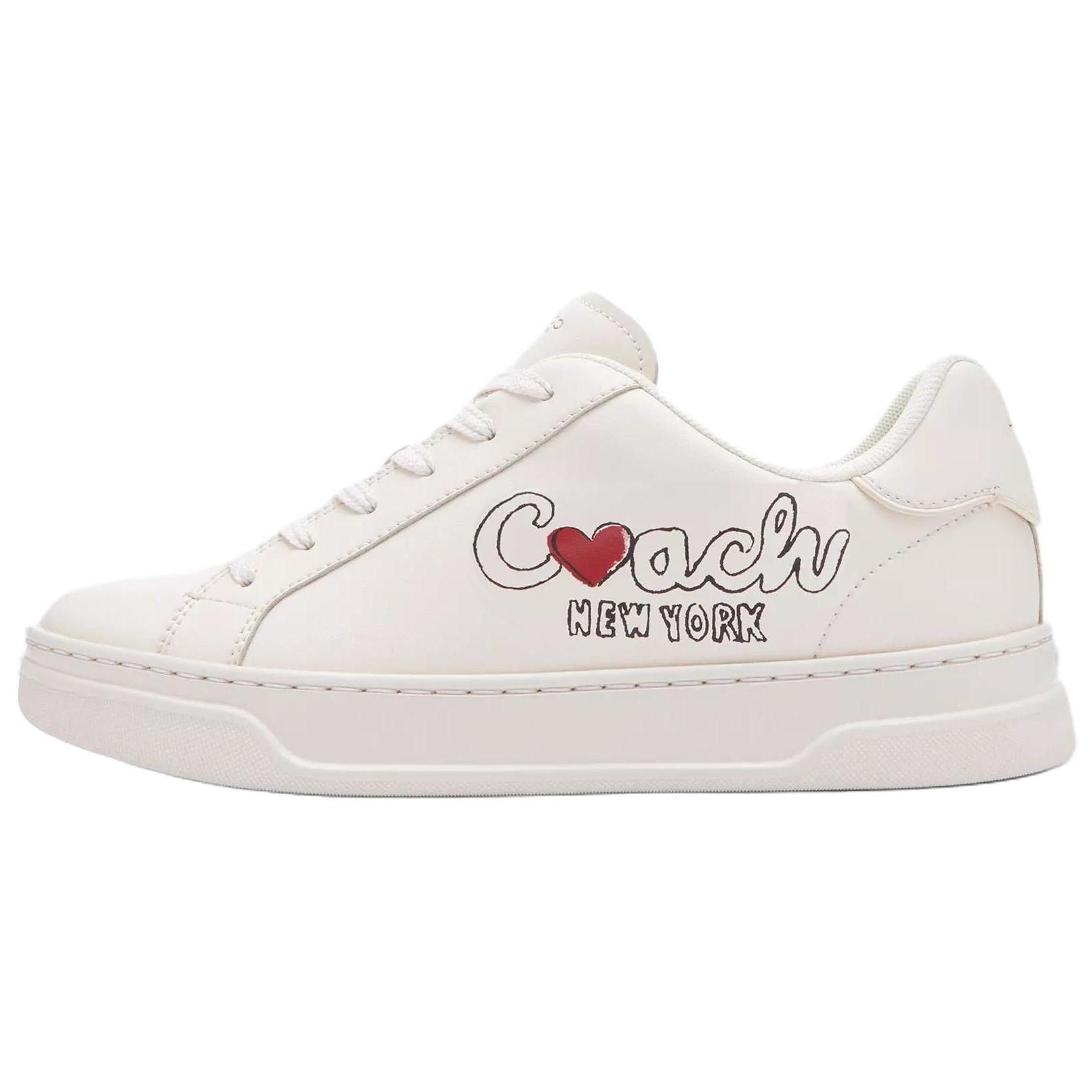 

Coach Женские кроссовки Highline из кожи с узором в виде сердечек, с круглым носком, на шнуровке, плоские, низкие, белые CBR66-CAH 38.5