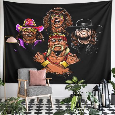 Pro Wrestlers Action Tapestry Wall Hanging Retro Wrestling Decor for Bedroom Living Room Man Cave Fan Gift