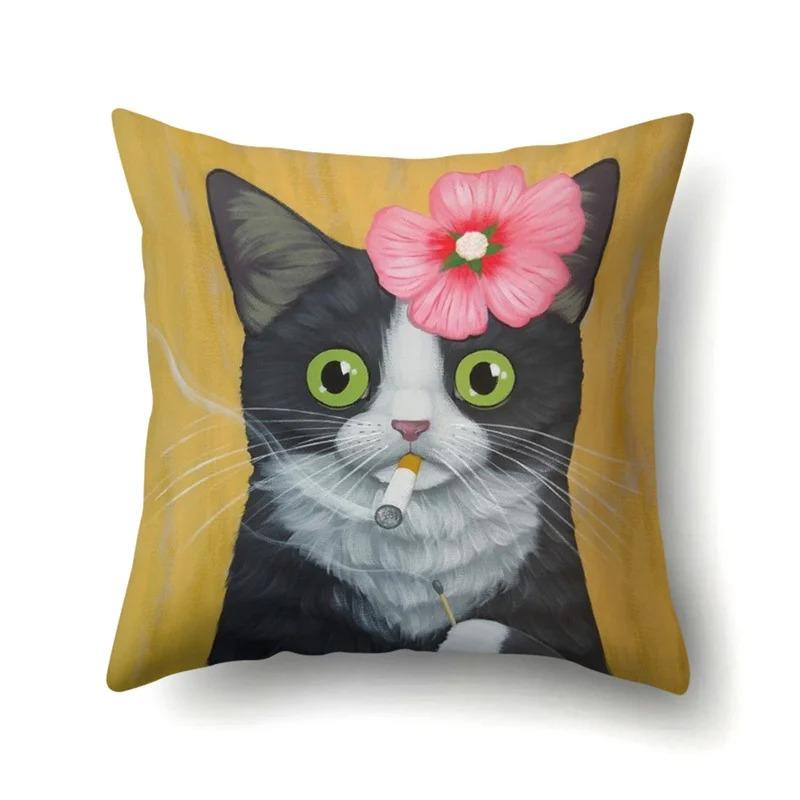 Colorful Cat Animal Decorative Pillowcase Living Room Office Ornaments Home Pillowcase