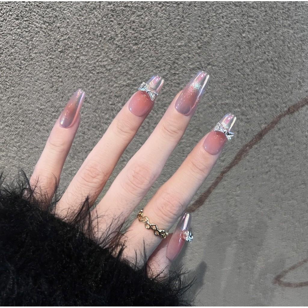 Nail Cute Stickers Bowknot Cat Eye For Ladies Midlong Style Enhancing White