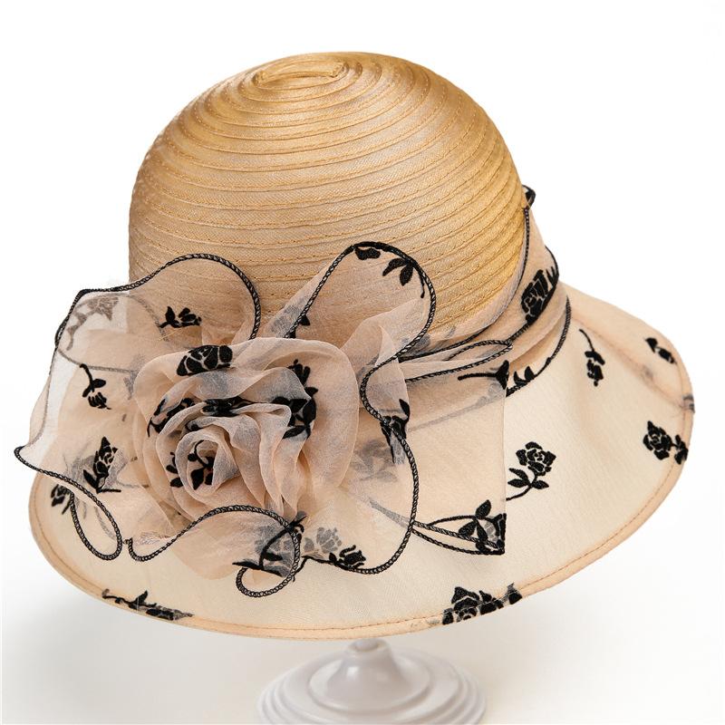 Elegant temperament organza hat women's spring summer cool hat bucket hat versatile top hat sun hat
