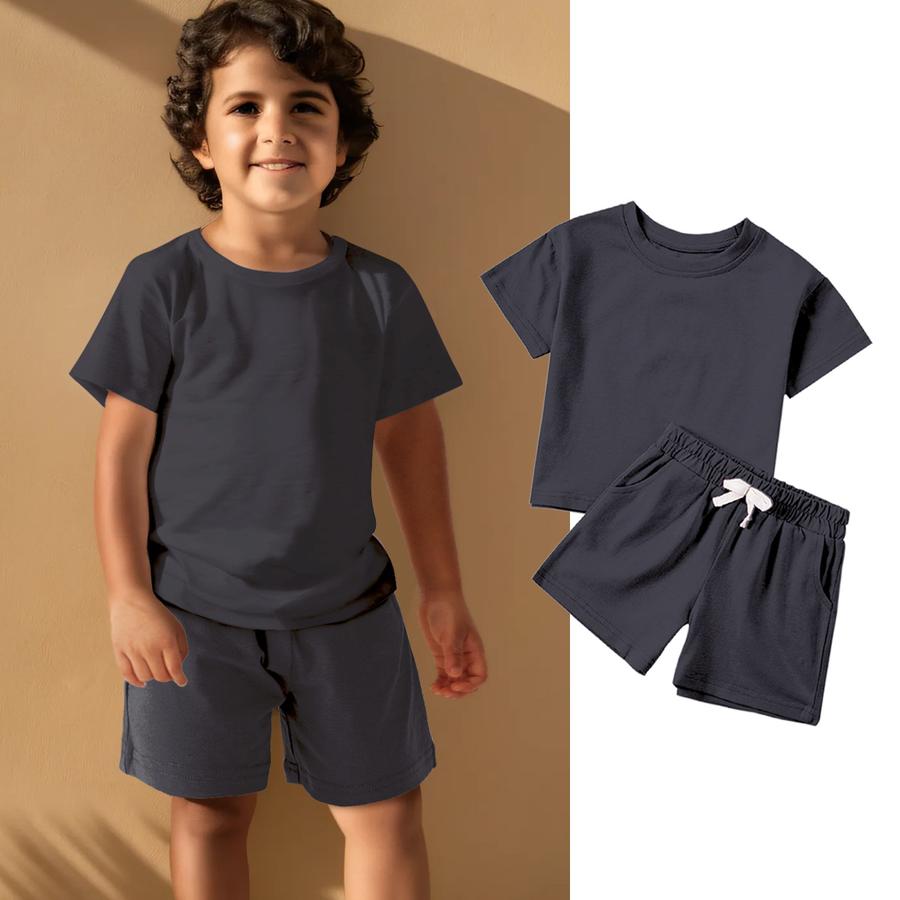 Hot Summer Boys & Girls Outfit Toddler Cotton Short Sleeve Pants Set Casual Everyday Wear