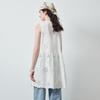 Chuyu Women's Cotton Embroidered Sleeveless Ruffle Blouse