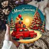 Vintage Christmas Metal Round Wall Sign Rustic Iron Holiday Decor Man Cave Garage Art Durable Weather Resistant