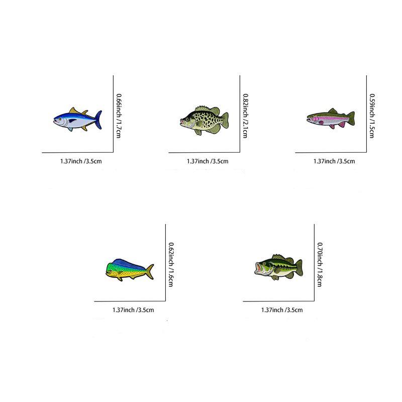 1/5Pcs Freshwater Saltwater Fish Enamel Pins Trout Tuna Bass Lapel Pin Fishing Lover Brooch Backpack Clothes Decor Gift