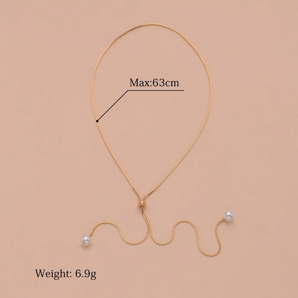 Wind Pearl Pendant Alloy Y Adjustable Necklace Suitable For Ladies Girls Commuter Vacation Party Party