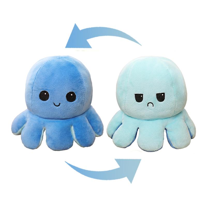 Dubbelzijdige Octopus Pluche Speelgoed Paars En Blauw Dubbelzijdige Flip Pluche Speelgoed Met Geborduurde Details Een Schattig Verzamelspeelgoed