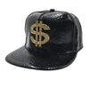 Crocodile Grain Hip Hop Baseball Cap with Rhinestone PU Leather Brim