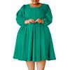 Plus Size Women's Fashion Casual Solid Color Skirt Puffy Sleeve Dress