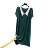 Modal Cotton Doll Collar Nightdress - Short Sleeve, Medium-Long, Loose Fit for Women