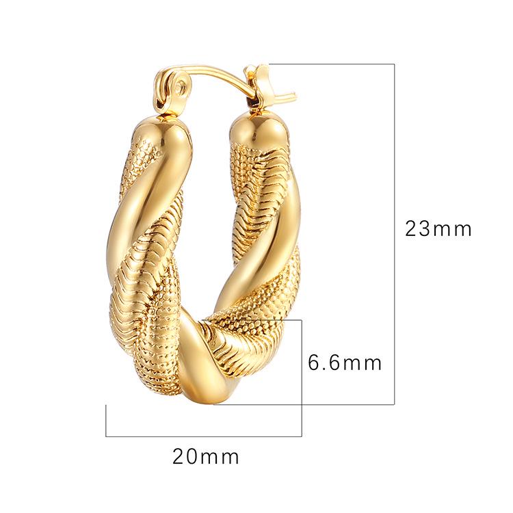 Trendy Women's 18K Gold U-Shape Stainless Steel Earrings