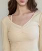 Debiweeo Women'S Yoga Wear Devi-T0126-Cream Lemon Pilates Julie Shirred Long Sleeve