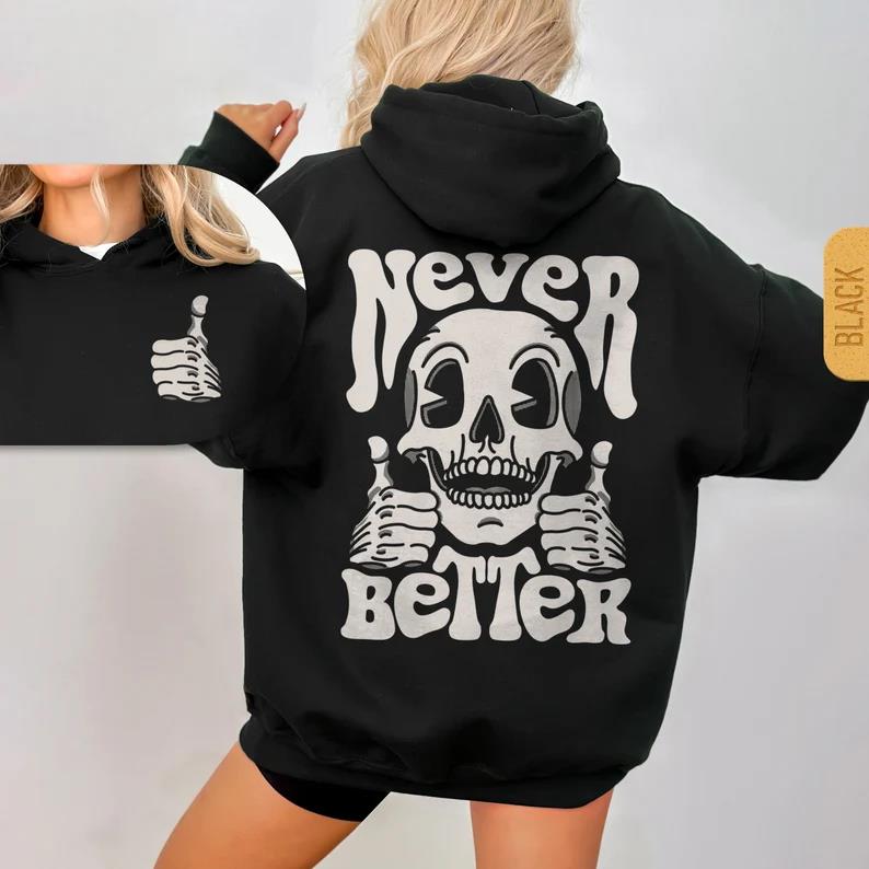 

Funny Cartoon Skull Graphic Hoodies Fall Winter Fleece Sweatshirts Harajuku Fashion Casual Hooded Pullover Women Men Clothing 3XL