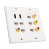 Ethernet Wall Plate HD Multimedia Interface CAT6 TV F Head RCA Coax Ethernet Wallplate for Home Offi