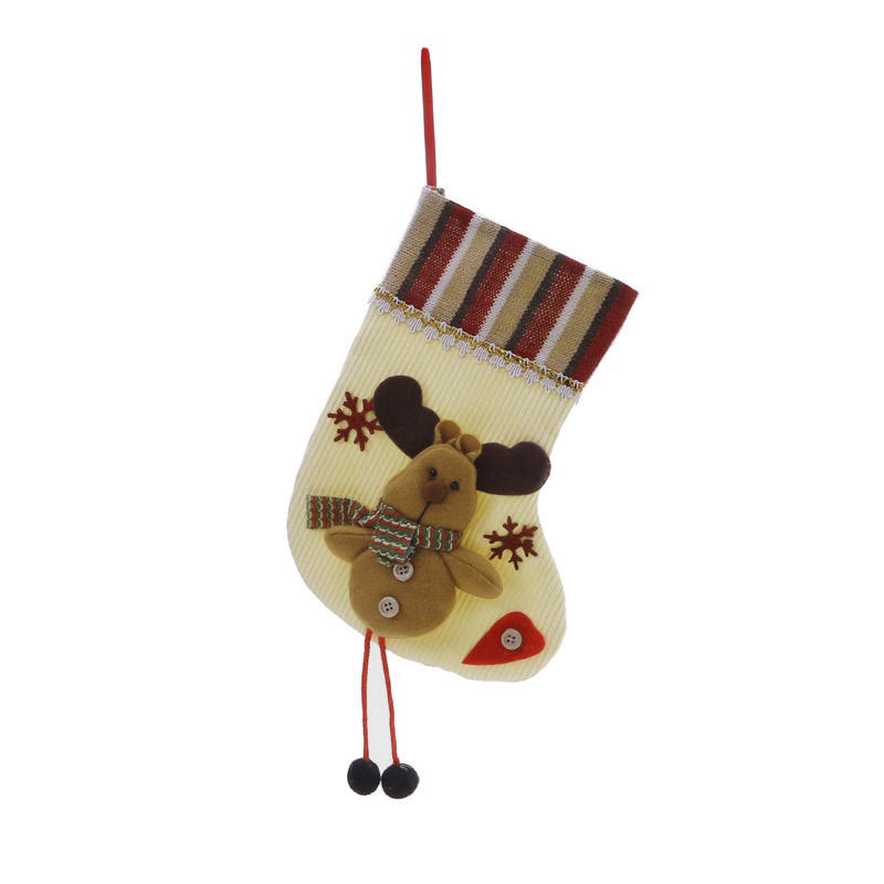 

Snowman Santa Elk Christmas Gift Candy Stockings Cute Fireplace Xmas Tree Hanging Ornament Holiday Party Decor Gift One Size бежевый