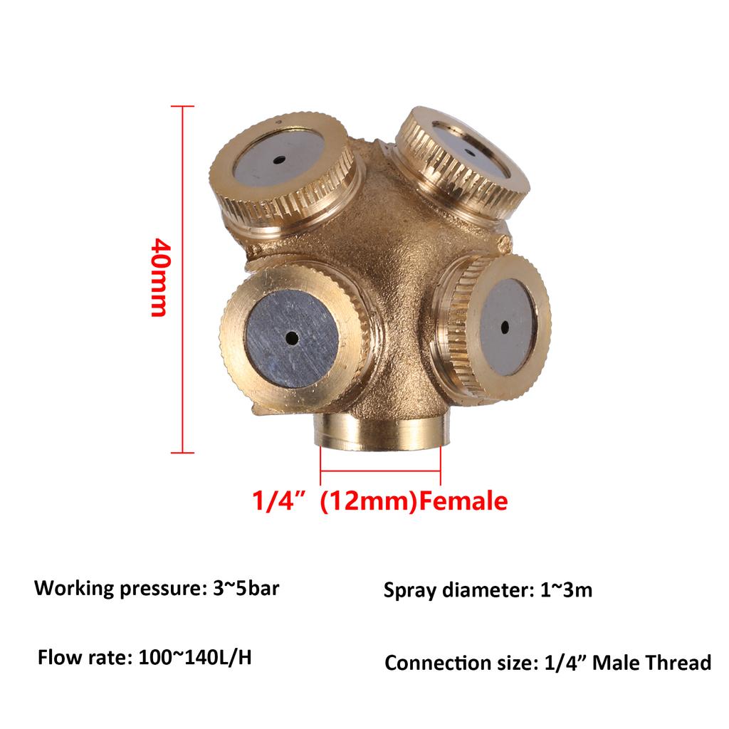 Brass Atomizing Sprayer 1/2/3/4 Nozzle Head Garden Lawn Watering Pesticide Spray Sprinkler Cooling System Agriculture Irrigation